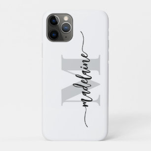 Case-Mate iPhone Case Monogramme Silver Blanc noir personnel