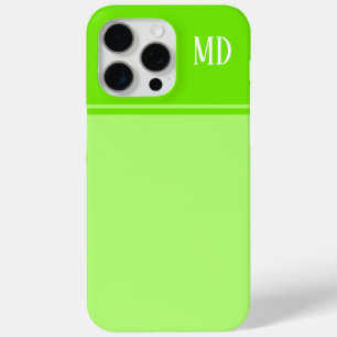 Coque iPhone 15 Pro Max Monogramme simple et jolie chaux vert rayé
