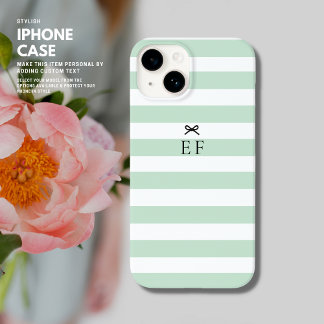 Coque Pour iPhone 14 Monogramme simple et minimaliste à bande verte