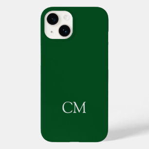 Coque Pour iPhone 14 monogramme simple vert foncé