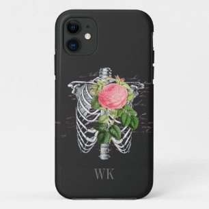 Case-Mate iPhone Case Monogramme squelette de roses roses gothiques vint