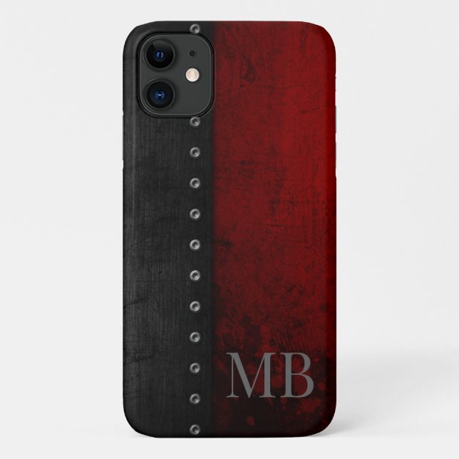 Coques Case-Mate iPhone Monogramme Stylistique Rustique Grunge Rouge (Dos)