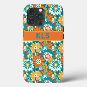 Case-Mate iPhone Case Monogramme Super rétro orange et jaune Floral