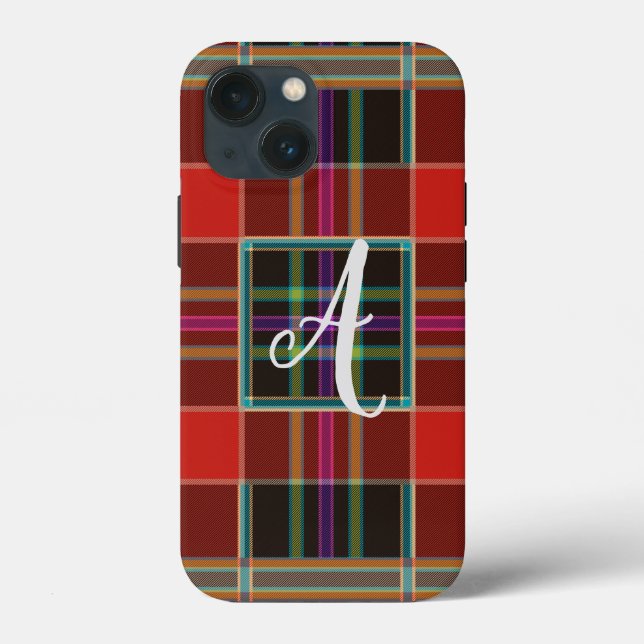 Coques Case-Mate iPhone Monogramme (Tartan), Nom (Verso)