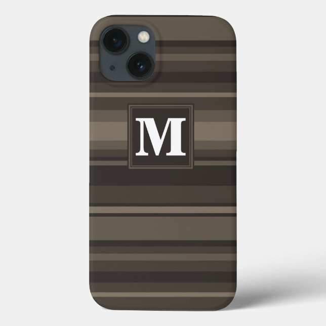 Coques Case-Mate iPhone Monogramme taupe rayures Coque-coque iphone (Verso)