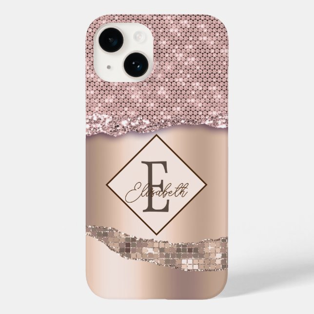 Coques Case-Mate iPhone Monogramme tendance en diamant de cuivre (Verso)