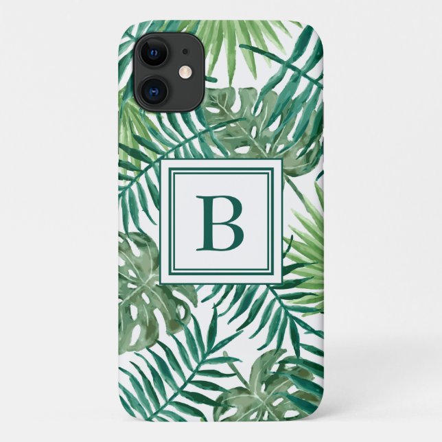 Coques Case-Mate iPhone Monogramme Tropical Jungle Palm Feuille Motif (Dos)