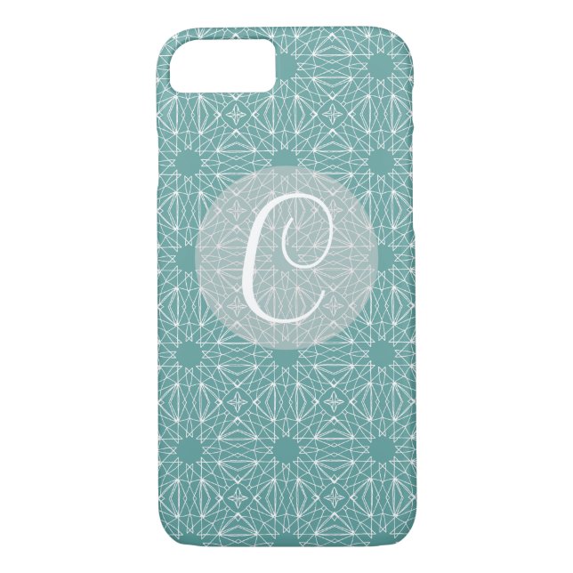 Coques Case-Mate iPhone Monogramme turquoise avec Motif (Dos)