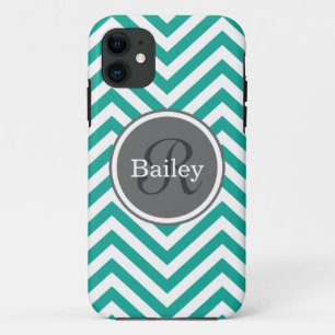 Case-Mate iPhone Case Monogramme turquoise bleu Chevron
