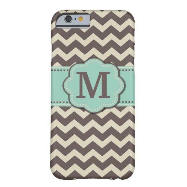 Coques Case-Mate iPhone Monogramme turquoise Brown de Chevron (Dos)
