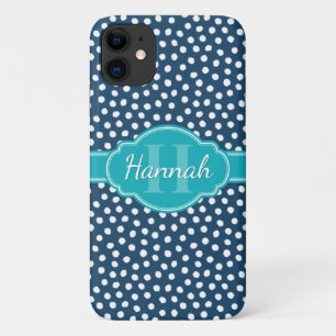 Case-Mate iPhone Case Monogramme Turquoise de Motif à pointes blanches d