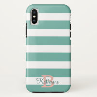 monogramme turquoise et blush preppy stripes