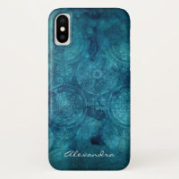 Monogramme Turquoise Mandala Watercolor Motif