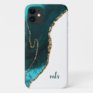 Case-Mate iPhone Case Monogramme Turquoise Parties scintillant d'argent 
