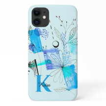 Monogramme turquoise Personnalisé Fille Bleu Turqu