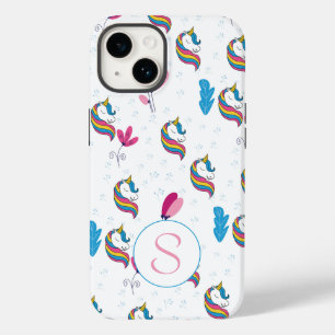 Coque Pour iPhone 14 Monogramme Unicorne Whimsical Fun
