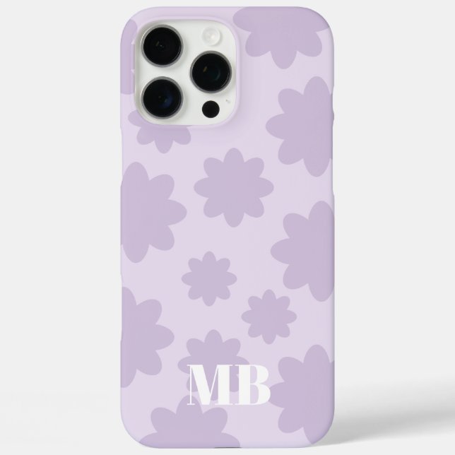 Coques Case-Mate iPhone monogramme unique violet clair nom initiales (Verso)