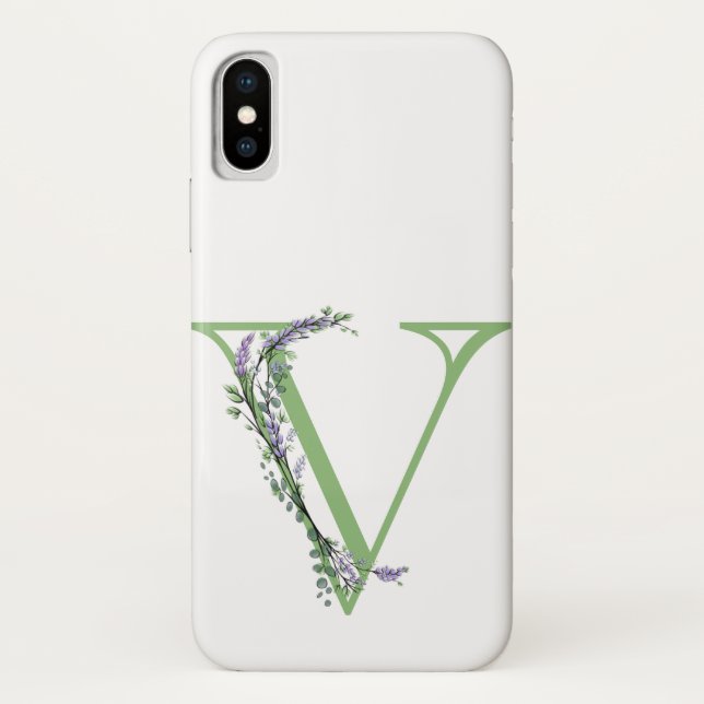 Coques Case-Mate iPhone Monogramme V Lavande Eucalyptus (Dos)