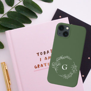 Case-Mate iPhone Case Monogramme végétal vert minimaliste