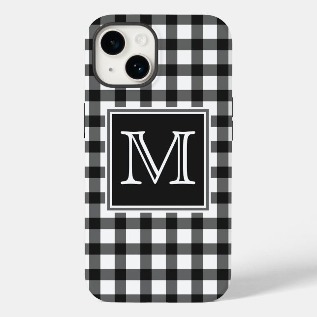 Coques Case-Mate iPhone Monogramme | Vérificateur En vichy plaqué noir et  (Verso)