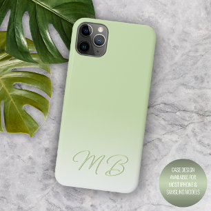 Case-Mate iPhone Case Monogramme vert à chaux simple et élégant personna