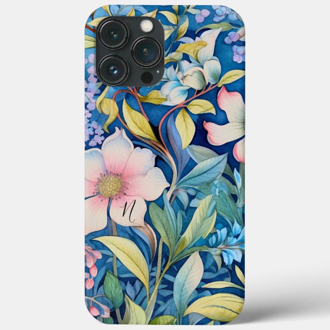 Coques Case-Mate iPhone Monogramme Vert Bleu violet rose Floral Vert (Verso)