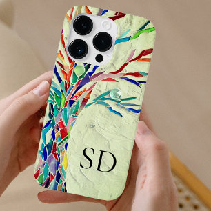 Coque Pour iPhone 14 Pro Monogramme vert botanique