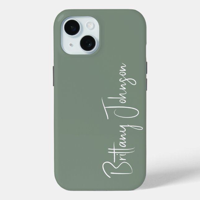 Coques Case-Mate iPhone Monogramme Vert Sage (Verso)
