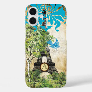 Coques iPhone 16 Plus Monogramme Vintage Bird Effiel Tower Damask iPhone
