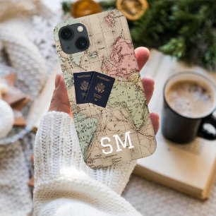Case-Mate iPhone Case Monogramme Vintage Carte Antique & Vacances Passep