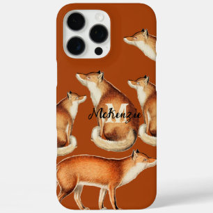 Coques iPhone 16 Pro Max Monogramme Vintage Fox Art Lime Wood Motif iphone