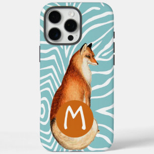 Coques iPhone 16 Pro Max Monogramme Vintage Fox Art ZebraPattern iphone