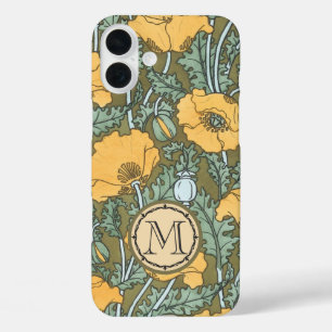 iPhone 16 Plus Case Monogramme Vintage Pavot Jaune Motif Floral