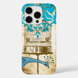 Coques iPhone 16 Pro Monogramme Vintage Peacock Birdcage Damask iPhone