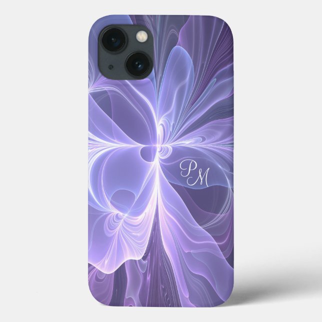 Coques Case-Mate iPhone Monogramme Violet Abstrait Initiales fractales mod (Verso)