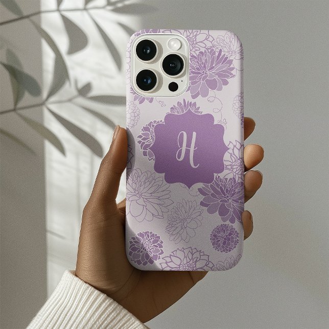 Coques Case-Mate iPhone Monogramme violet élégant Floral (Créateur téléchargé)