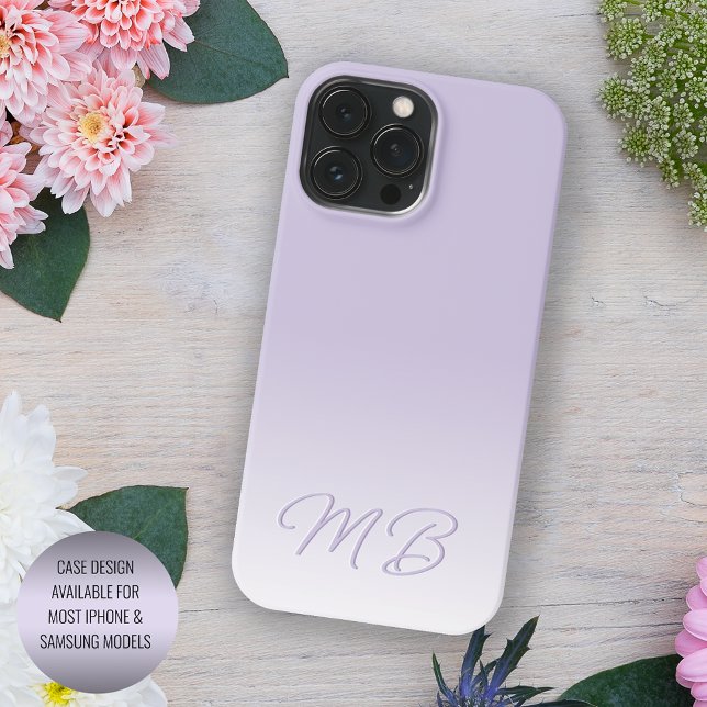 Coques Case-Mate iPhone Monogramme Violet Lavande Lumière Personnalisé (Créateur téléchargé)