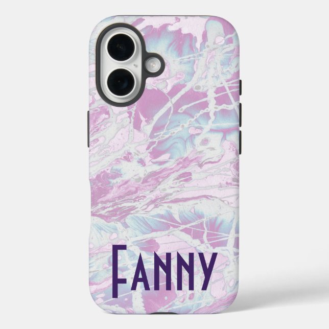 Coques Case-Mate iPhone monogramme violet rétro texte personnalisé (Verso)