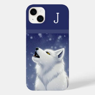 Coque Pour iPhone 14 Plus Monogramme White Wolf Howling