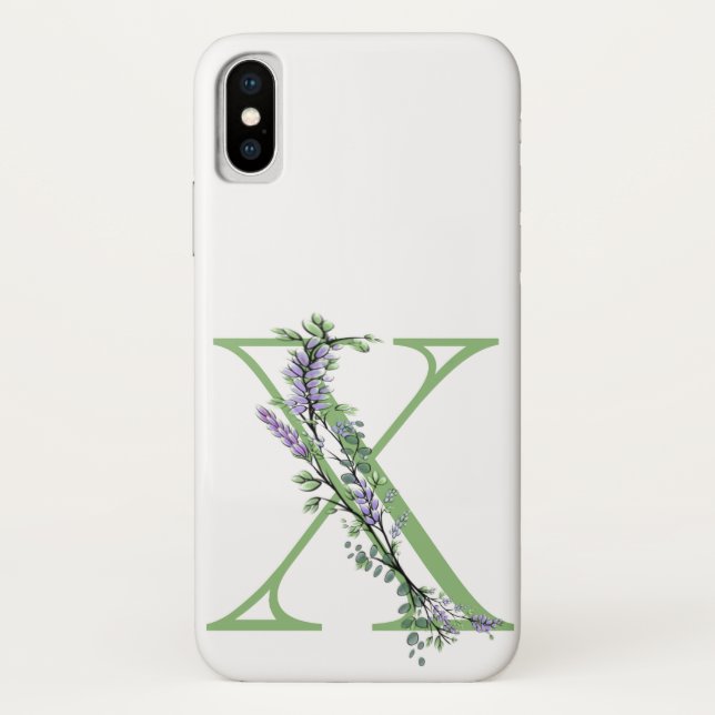 Coques Case-Mate iPhone Monogramme X Lavande Eucalyptus (Dos)