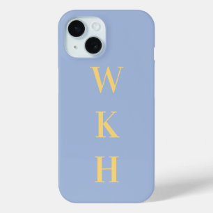Coque Pour iPhone 15 Monogrammes Initiales Pastel Blue