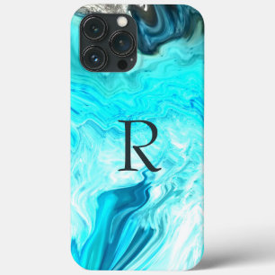 Case-Mate iPhone Case Monogrammes Turquoises Motifs blancs Agate Artstic