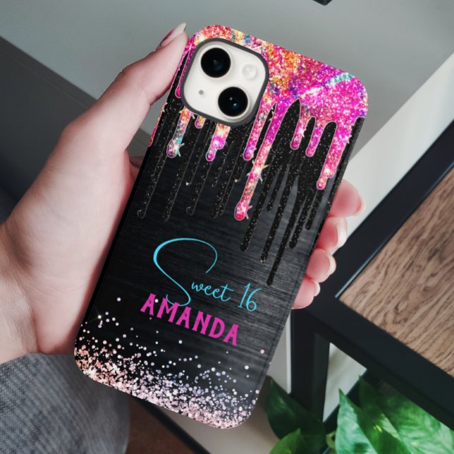 Coques Case-Mate iPhone Monographie d'anniversaire de parties scintillant  (Créateur téléchargé)