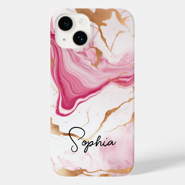 Coques Case-Mate iPhone Monographie d'art en marbre rose pâle rose (Verso)