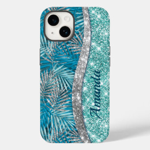 Coque Pour iPhone 14 Monographie de feuilles de parties scintillant en