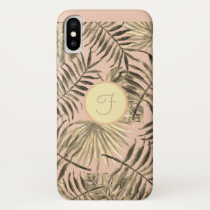 Case-Mate iPhone Case Monographie d'or de pêche rose tropicale feuille d