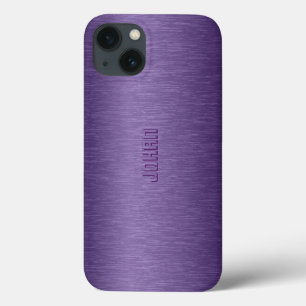 Etui iPhone 13 Monographie en aluminium brossé violet métallique 