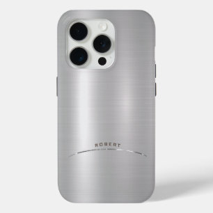 Coque iPhone 15 Pro Monographie miniature en argent métallique