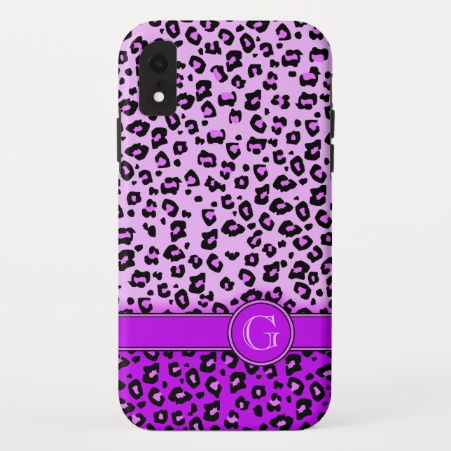 Coques Case-Mate iPhone Monographie violette poster de animal léopard (Dos)
