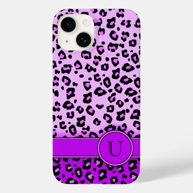 Coques Case-Mate iPhone Monographie violette poster de animal léopard (Verso)